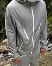 LEOPARD WATER REACTIVE RAIN JACKET - GREY